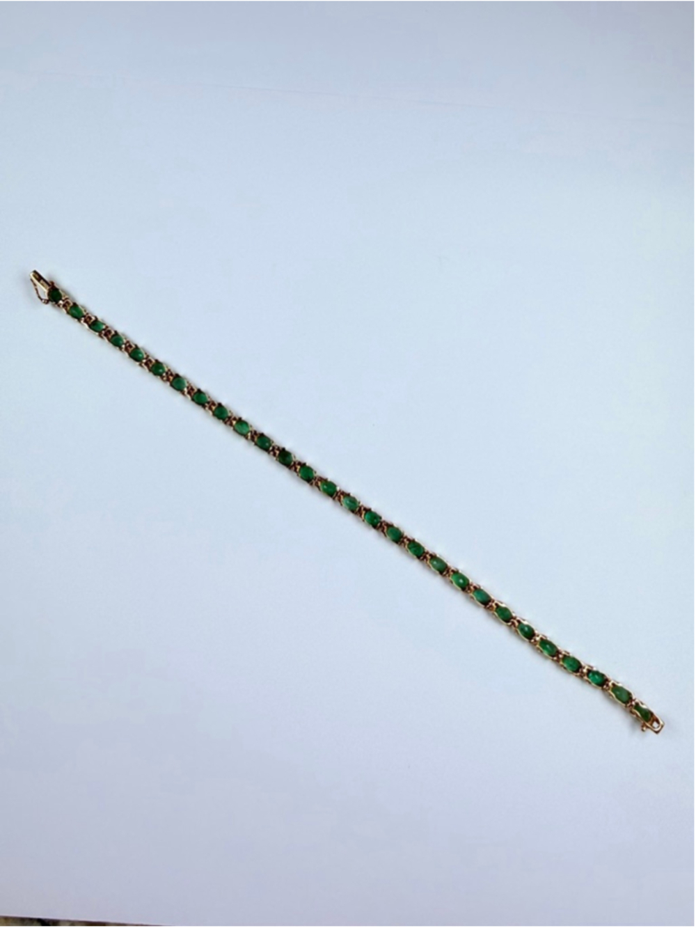 14K Solid Yellow Gold EFFY Colombian Emerald & Diamond Tennis Bracelet $7250 - Picture 8 of 11